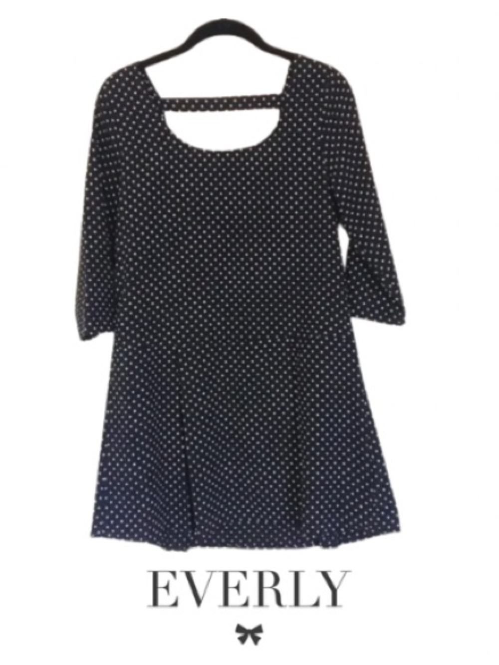 Everly | Black and White Polka Dot Open Back Pleated Skater Dress - Size S